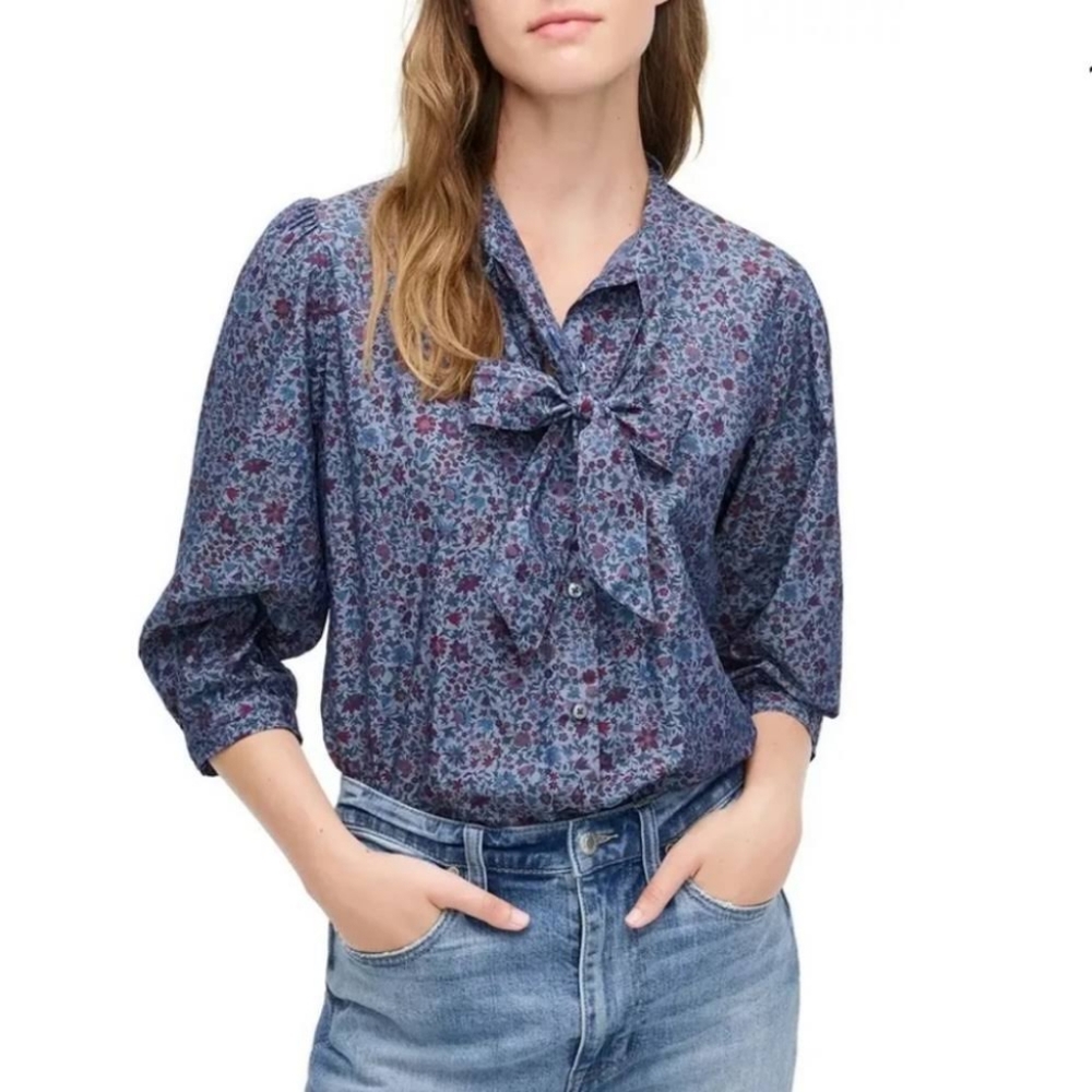 J. Crew Tie Neck Blouse